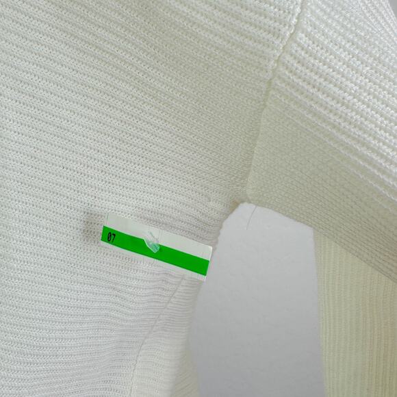 1 State V Neck Ribbed Knit Balloon Sleeve Pullover Sweater White Cream Large NWT - Picture 11 of 12